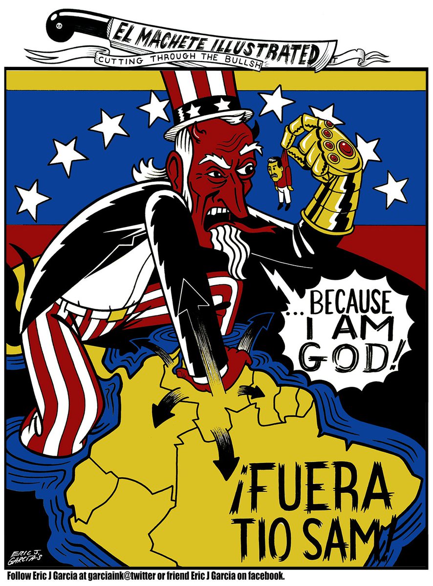 garciaink's tweet photo. Fuera Tio Sam! #VenezuelaLibre #venezuela #USForeignPolicy #USInterventions #UncleSam #God #Thanos #HandsOffVenezuela #colonialism #oil #Democracy? #TrumpHandsOffVenezuela #coupdetat #VenezuelaCoup https://t.co/hUWQjBVIRz