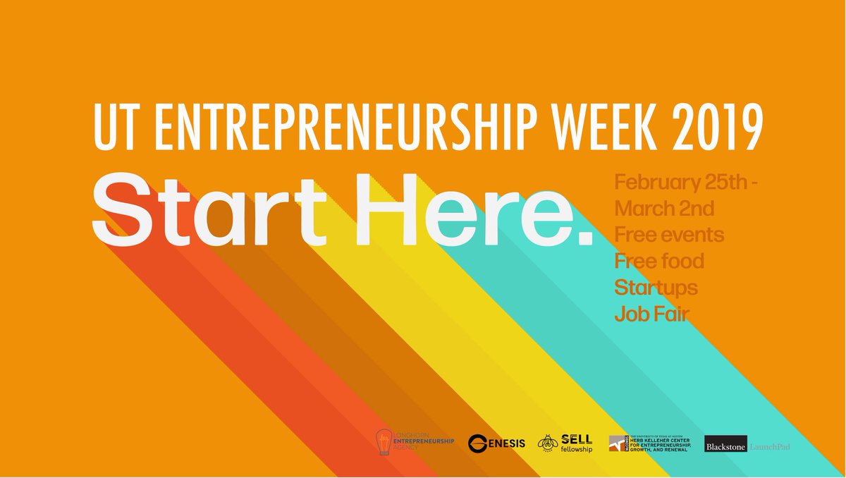 utlea's tweet photo. Ready to create something? Start here. UT Entrepreneurship Week provides a SXSW-type experience including a variety of free panels, workshops, and other events designed to expose students to entrepreneurship, innovation, and creativity. 

Full schedule coming soon! https://t.co/HFjomaOPQJ