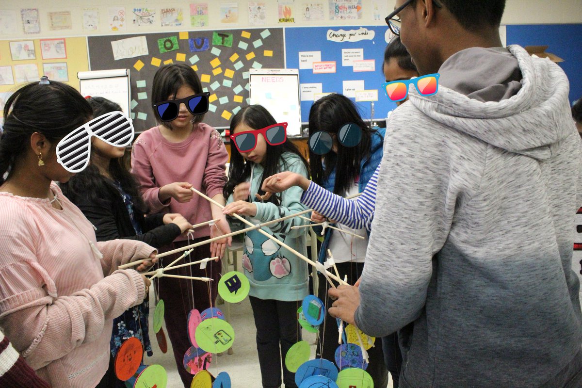 MsCSawh's tweet photo. Intermediate students working on collaboration skills and team building to create a balanced hanging mobile art piece that reflects everyone's strengths and interests.  #togetherwearebetter #everyonehasstrengths @Thinking_Fwd @MacklinPS_TDSB @LC3_TDSB https://t.co/5NZuzgJJIU