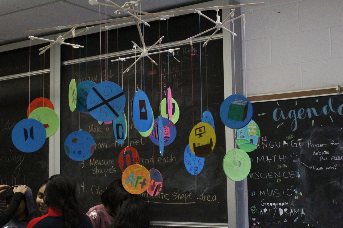 Intermediate students working on collaboration skills and team building to create a balanced hanging mobile art piece that reflects everyone's strengths and interests.  #togetherwearebetter #everyonehasstrengths <a href="/Thinking_Fwd/">Thinking Forward</a> <a href="/MacklinPS_TDSB/">Macklin Public School</a> <a href="/LC3_TDSB/">TDSB LC3</a>