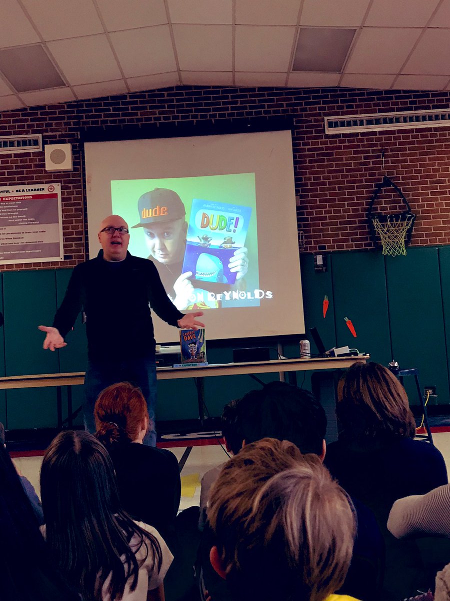 MissRobisons4th's tweet photo. Favorite quote from today, “The reason I am an author today is because I kept on going.” Thank you @areynoldsbooks for not only being the most engaging author ever, but for also sharing your lessons on failure and the power of hard work!! @MBLibrary28 https://t.co/4Cf80dvF5F