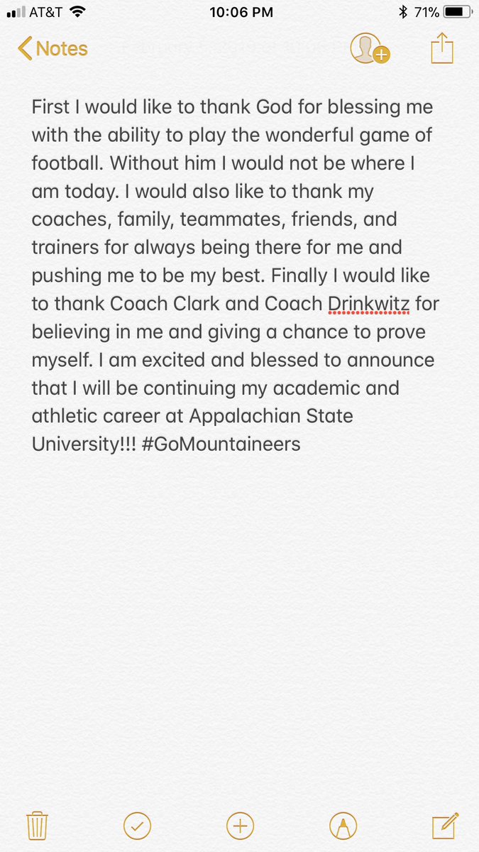 SamHenderson79's tweet photo. Committed!!! @CoachDrinkwitz @coach_sclark @AppState_FB https://t.co/w5eckAZw5y