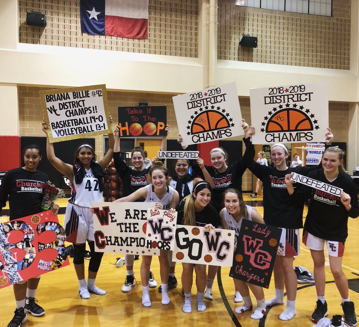 WC_GirlsBBall_'s tweet photo. Your Churchill Chargers have made an impressive run in District staying perfect 14-0! 🔥‼️🏀 Great team effort and play all year long! Team was led by Dollarhide and Sandercock with 18 and Jett 15. Stay tuned for playoff info! We aren’t done! 💪🏼 #ChargerStrong https://t.co/e4ejm18TG8