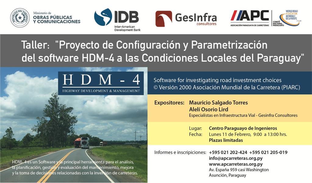 apc_py's tweet photo. Taller: Proyecto De Configuración y Parametrización del software HDM-4 a las Condiciones Locales de #Paraguay @mopcparaguay @apc_py @PIARC_Roads @el_BID @asefma_es  @Itafec  @Cavialpa @capaco_oficial @UIP_py https://t.co/AreTYhuRuP
