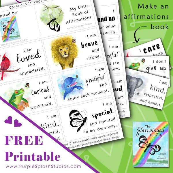 PurpleSplashS's tweet photo. New #printable: Little #Book of #Affirmations, inspired by The #GlasswingedButterfly to help instill #selflove & build #selfesteem, which can lead to a #happier, more #fulfilled life.
https://t.co/SDiAmMDalz
#selfgrowth #family #therapy #kidstherapy #mom #dad #homeschool #teacher https://t.co/kIZX29Ttlu