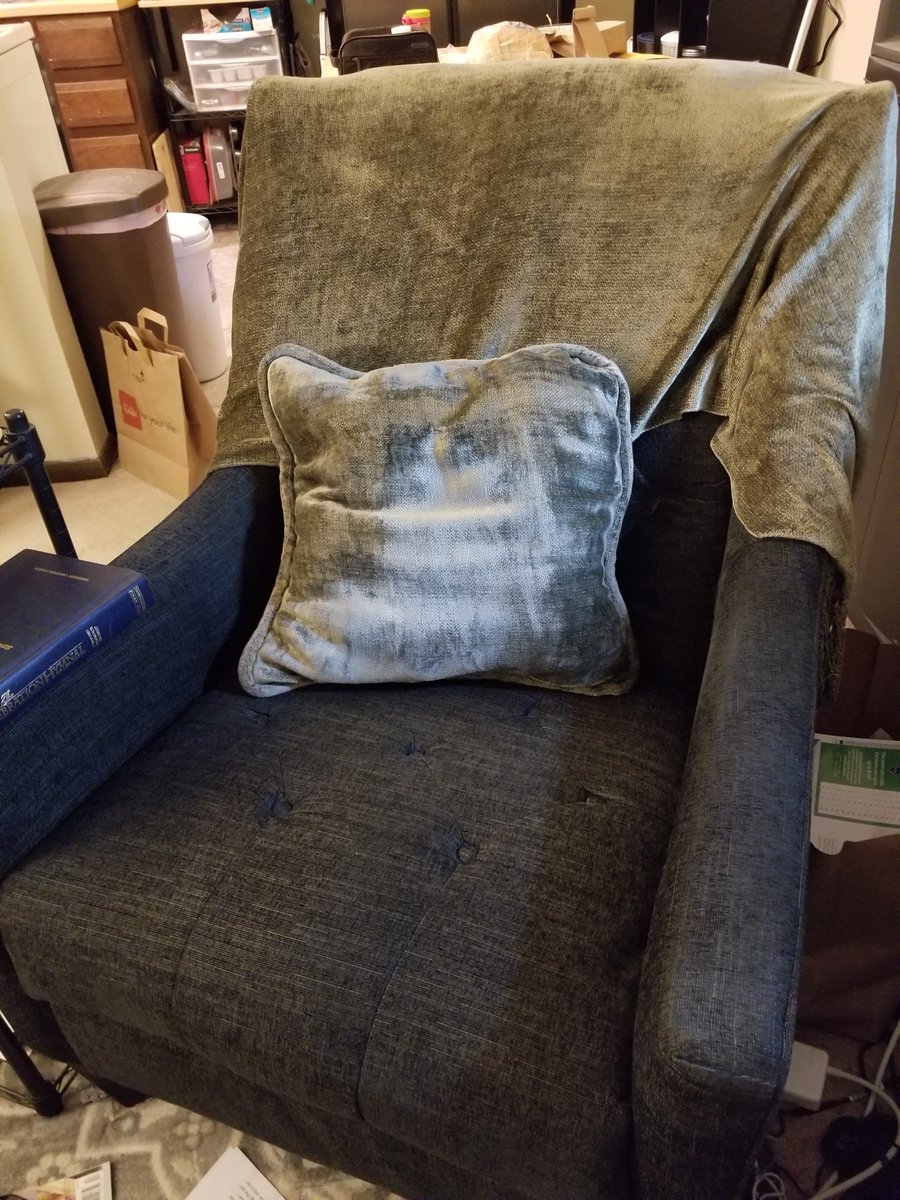 Grad_HSnow's tweet photo. Challenge #2: a photo of myself in a place where I like to study / learn. The selfie doesn't really show where I am, so I took a second picture. That's my chair, in my apartment. I read much and often while sitting in that chair. #onlinelearning https://t.co/3qsPEuAykg