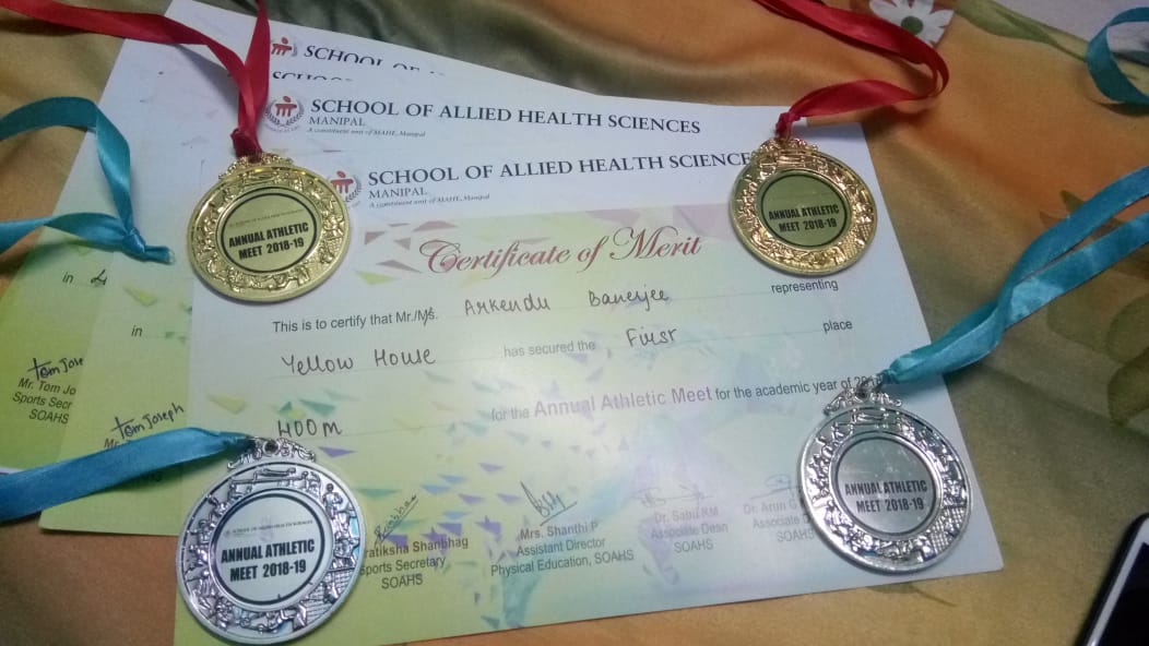 ElectrosteelG's tweet photo. Electrosteel-ian Subhendu Banerjee’s son Arkendu is pursuing a BSc (Sports Science) from the Manipal Academy - and it shows!
He won these prizes in 100m (silver), 200m (gold), 400 m (gold) and 4 x 100 m (silver) relay recently.
#electrosteelfamily #25yearsofDIpipesinIndia https://t.co/dzGnDEckBs
