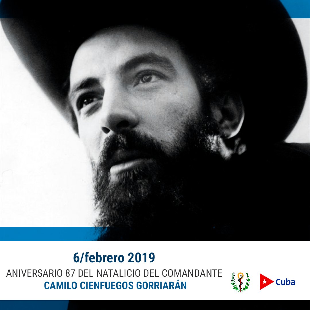 japortalmiranda's tweet photo. Nuestro eterno homenaje a Camilo Cienfuegos: el expedicionario del Granma, el Héroe de Yaguajay, el amigo inseparable del Ché, el Señor de la Vanguardia, el hombre de confianza de #Fidel. Como él expresó: "Camilo vive y vivirá en el pueblo" #SomosContinuidad 🇨🇺 @DiazCanelB https://t.co/rPKdR5GNeU