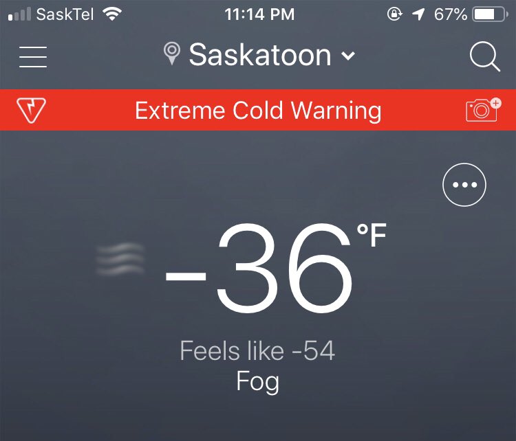 deirdrestatham's tweet photo. If it’s still this cold in the morning I’m calling it a day and we’re staying inside to try and not freeze to death. Yikes. #brrr #frickencold #yxewinter #coldone https://t.co/8e96UejYZa