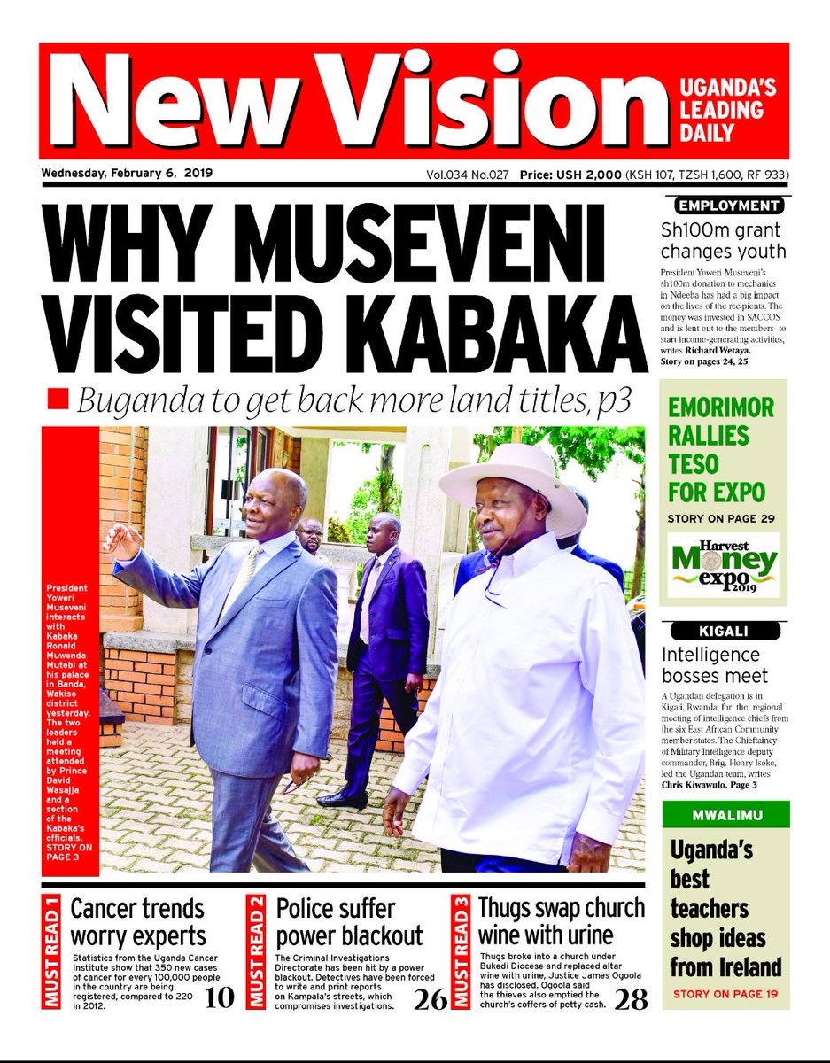 Thugs broke into a church in Bukedi Diocese and replaced altar wine with urine. 

Read New Vision for details. You can also buy and read the #EPAPER via - bit.ly/vgepaper