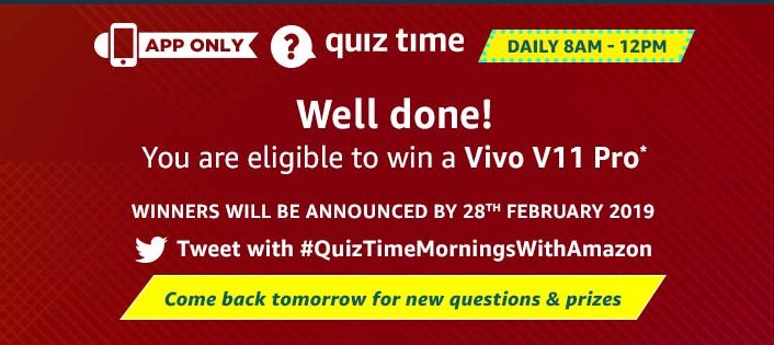 #QuizTimeMorningsWithAmazon #VivoV11Pro @amazonIN @PiratesOfAmazon 💛