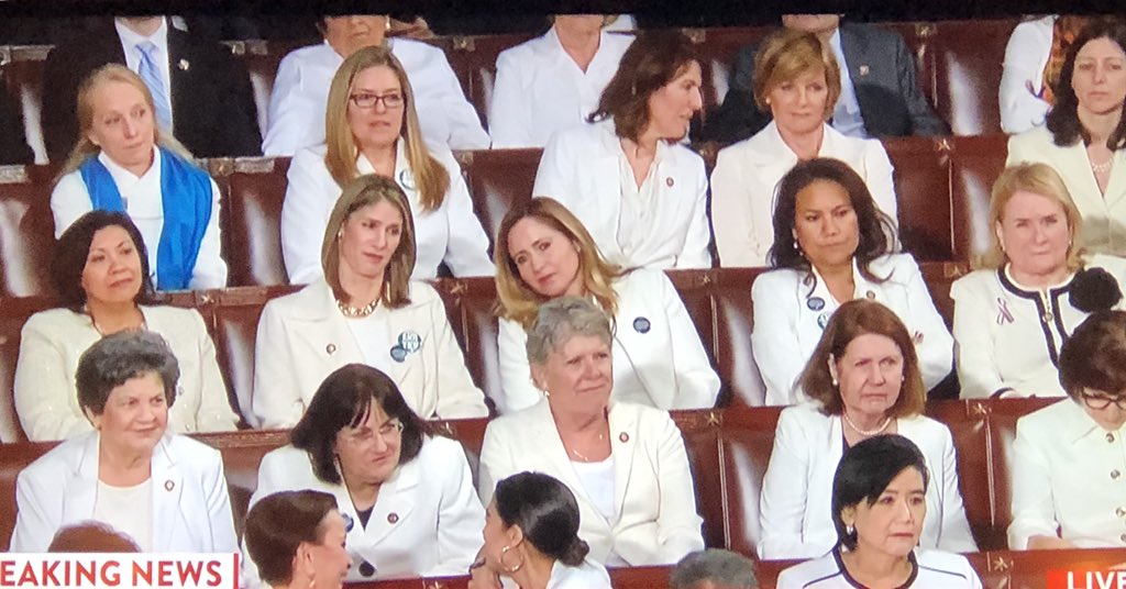 JenHoppough's tweet photo. The faces we all have when there’s a mansplainer in the room. #StateOfTheUnion2019 #StateOfTheWoman #Congresswomen #Congress https://t.co/YhghQiR9Y4