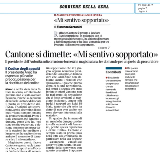 Lobbying Italia (@lobbyingitalia) on Twitter photo Il presidente dell’ANAC #anticorruzione <a href="/raffcantone/">Raffaele Cantone</a> si è dimesso | via <a href="/Corriere/">Corriere della Sera</a> Il presidente dell’ANAC #anticorruzione <a href="/raffcantone/">Raffaele Cantone</a> si è dimesso | via <a href="/Corriere/">Corriere della Sera</a>