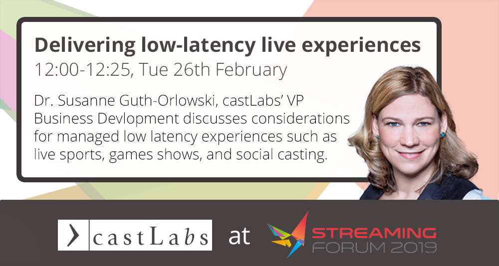 castlabs's tweet photo. #StreamingForum is a co-located one day event at the site of @BVE in London. Join our VP Business Development as she discusses delivering low-latency #livestreaming experiences for #OTT services https://t.co/9LH2cANbrT https://t.co/TcIeEZWRat