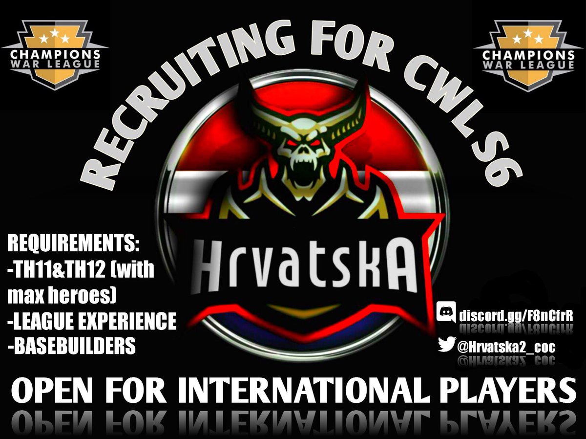 For the first time we opening our clan for international players! Looking for skilled players with league experience. 
If you want to become part of our big family join us on discord server: discord.gg/F8nCfrR