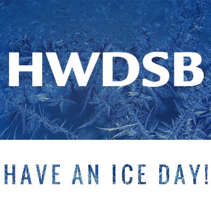 Due to freezing rain conditions, all schools, admin buildings and school child care centres are CLOSED. Transportation is also cancelled for Wednesday, February 6. Have an #IceDay!