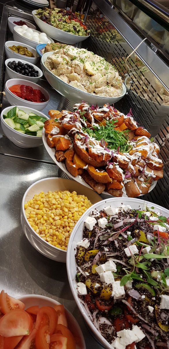 Trying to stay healthy?? Come and enjoy our delicious salad bar. Today we have roast squash with chilli, ginger and herb yoghurt to green pest pasta with roast courgette. 
<a href="/workforsky/">LifeAtSky</a> <a href="/GandGLivingston/">G & G Livingston</a> <a href="/Gatherandgather/">Gather & Gather</a>
#healthyliving #yummy
