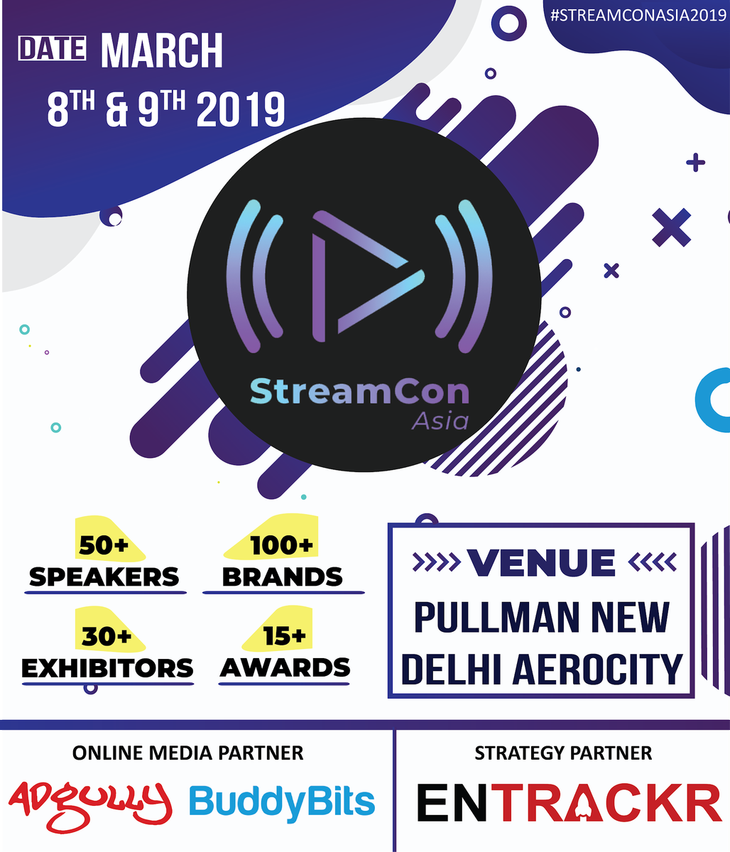 StreamConAsia's tweet photo. Gear up for the next big thing in the world of online video &amp; get to meet with Prestigious #Speakers and #Youtubers . Tickets for #StreamConAsia2019 are available at https://t.co/lo6E6ozpHI
#videomarketing #youtubers #digitalvideo
Renowned Partners : @adgully @BuddyBits @entrackr https://t.co/Yn2OCdxWRj