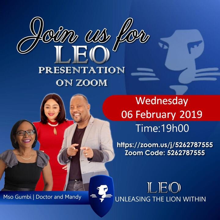 MathebulaEphy's tweet photo. Heard about Leo? 
Join us tonight on a Zoom Call tonight @ 7pm Xap. 
Invite your friend and your friend's friends. 
#discoverLeo
#Changinglives
#Africa
#SouthAfrica https://t.co/RyDVtL4OVV