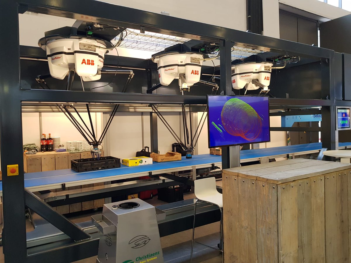 ABBRobotics's tweet photo. Our partner @beltech_vision has selected #ABBRobotics for its Automatic Grading, Sorting & #Packing solutions. Visit #FruitLogistica in Hall 9 B-E.011 to take a closer at the ABB's IRB360 #Flexpicker in action. #Agriculture40. https://t.co/19K1wFFb6f