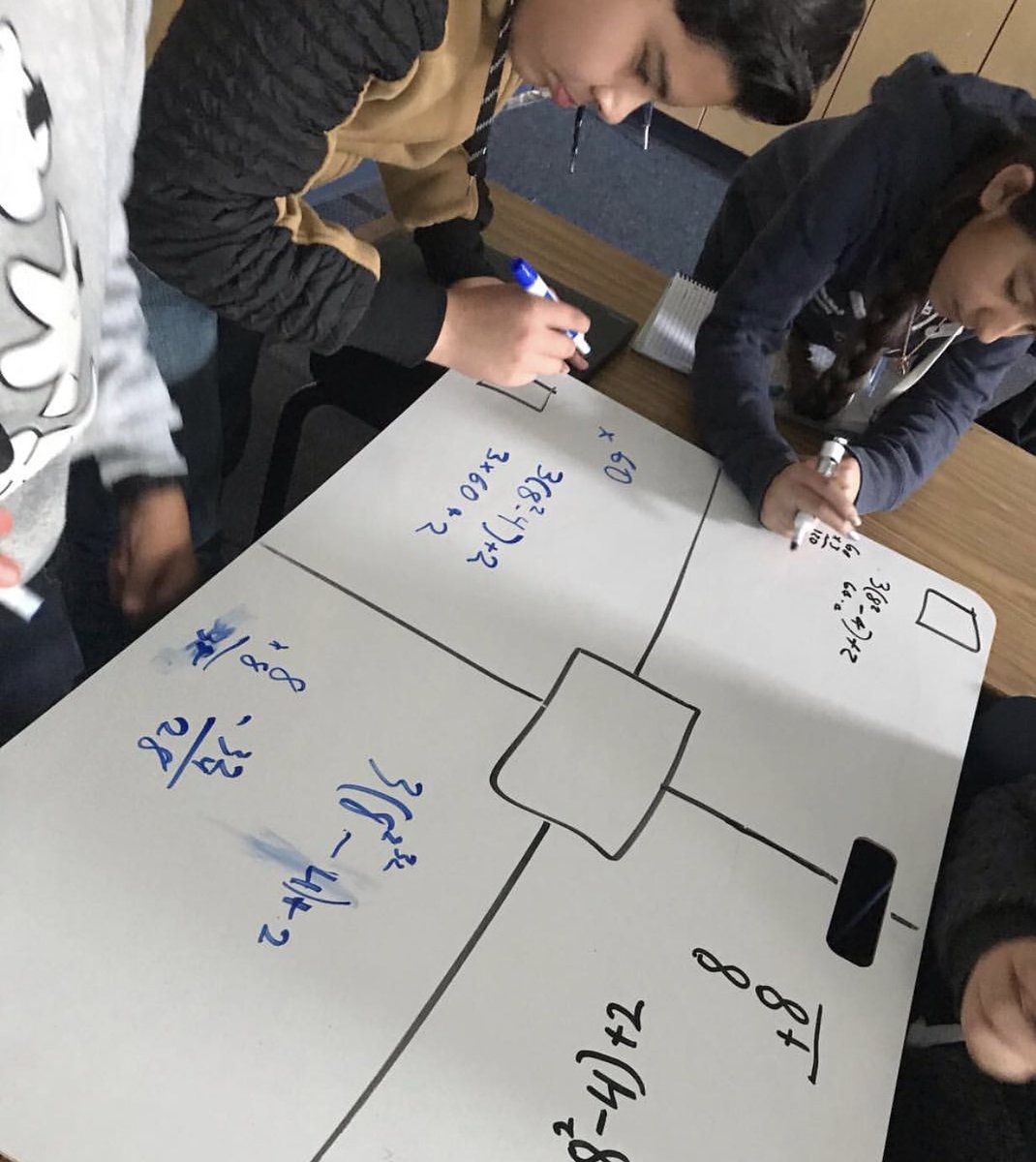 Birney_CJUSD's tweet image. Students in 6th Grade teacher Ms. Sanchez’s class worked collaboratively to solve the same problem, share their thought processes &amp;amp; support one another! Wow! Way to go 6th graders! #betterthanaworksheet #tlap #bethewildcard #collaborativelearning #studentdiscourse