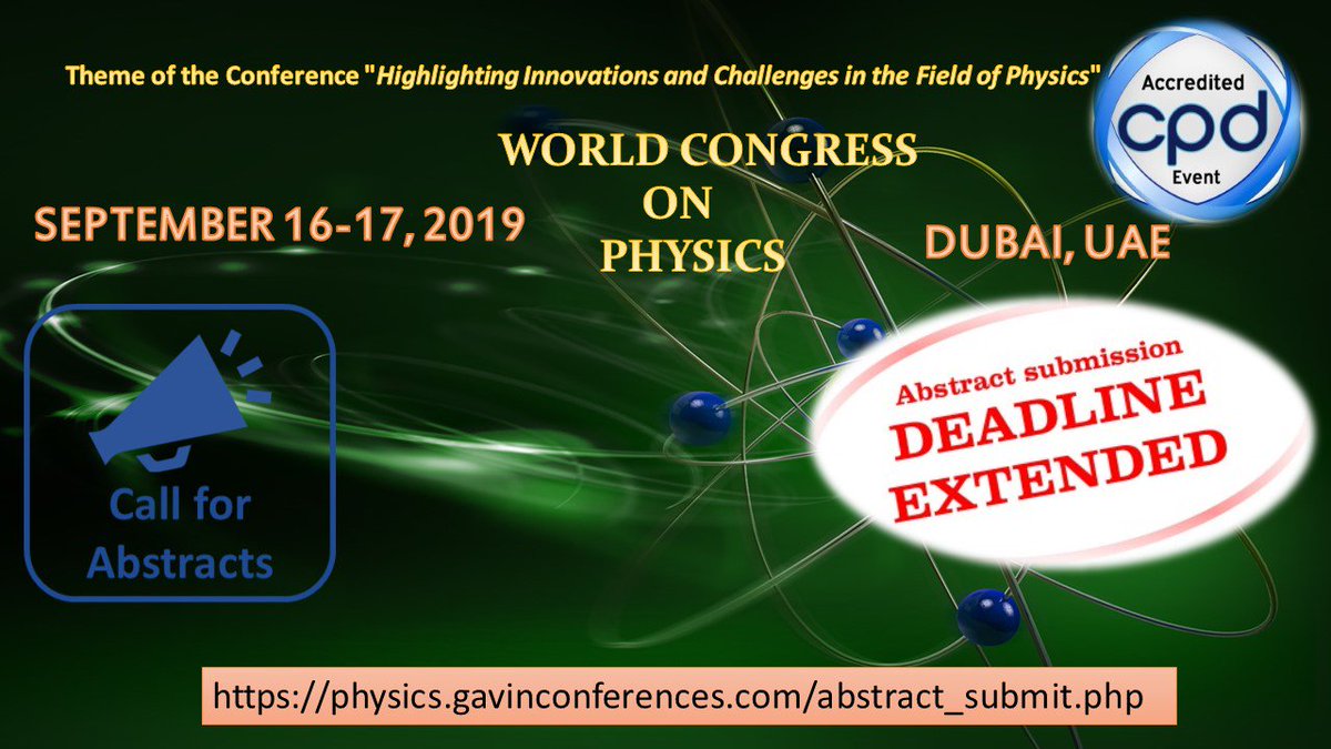 physics_2019's tweet photo. Accredited CPD Event Deliver your Speech at Physics Congress 2019 
Avail discounts on group registration
For more details: https://t.co/HYmm12xxTi  
Submit your abstract: https://t.co/j2gkP2dkqG https://t.co/Y7IMktPoQ4