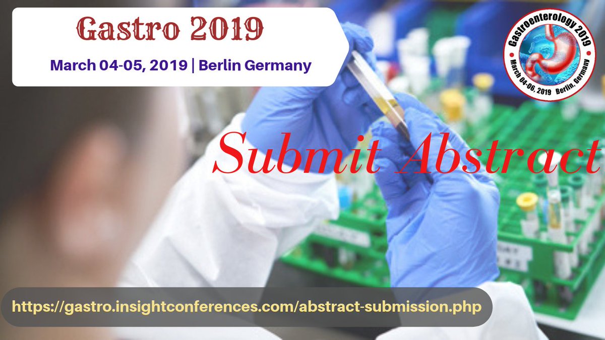 cmegastroconfer's tweet photo. Find more details on https://t.co/rgoxJXBi6V … 20th World Congress on #Gastroenterology Submit your #Abstarct on #Endosonography #Gastro_Oncology #Colorectal_Cancer #Confirm your participation #Gastro2019 during #March04-05, 2019 #Berlin Germany. https://t.co/S48IJSZaar