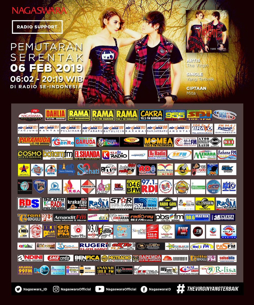 Stay tuned 📻 <a href="/BataraFmMdn/">Batara Fm</a> popindo ⏲️ 19.00 WIB #PemutaranSerentak 👉 #TheVirgin <a href="/MitaEnglandMuse/">MitaTheVirgin</a> <a href="/darathevirgin/">dara the virgin</a> YANG TERBAIK 👈 Cc : <a href="/NAGASWARA_ID/">NAGASWARA Music</a> @ekhothea @NoeiAyabie #TheVirginYangTerbaik