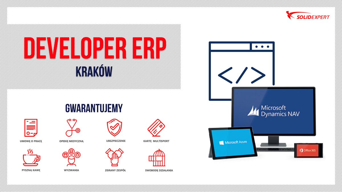 SOLIDEXPERT's tweet photo. 📌 Posiadasz doświadczenie w #programowaniu? Dodatkowo nie jest Ci obca tematyka #ERP? Jeżeli tak to idealnie wpisujesz się w profil kandydata, którego poszukujemy do pracy na stanowisku: #DEVELOPER ERP ⚙
Szczegóły oferty poznasz na naszej stronie 👉 https://t.co/GuPmZKbHa8 https://t.co/8vFTuXK65R