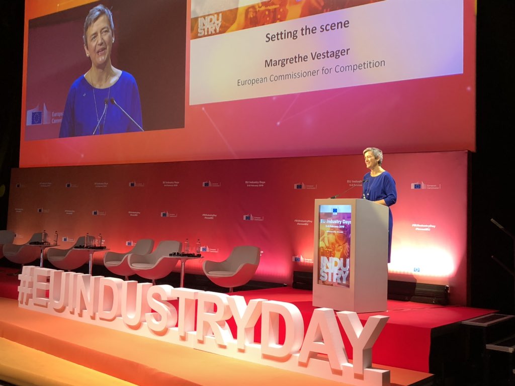 @vestager kicks off the second day of #EUIndustryDay! We have good reasons to be proud of our industries, but also work ahead to ensure 💪🏻🇪🇺 leadership! #open #fair #competitive #diverse #EU