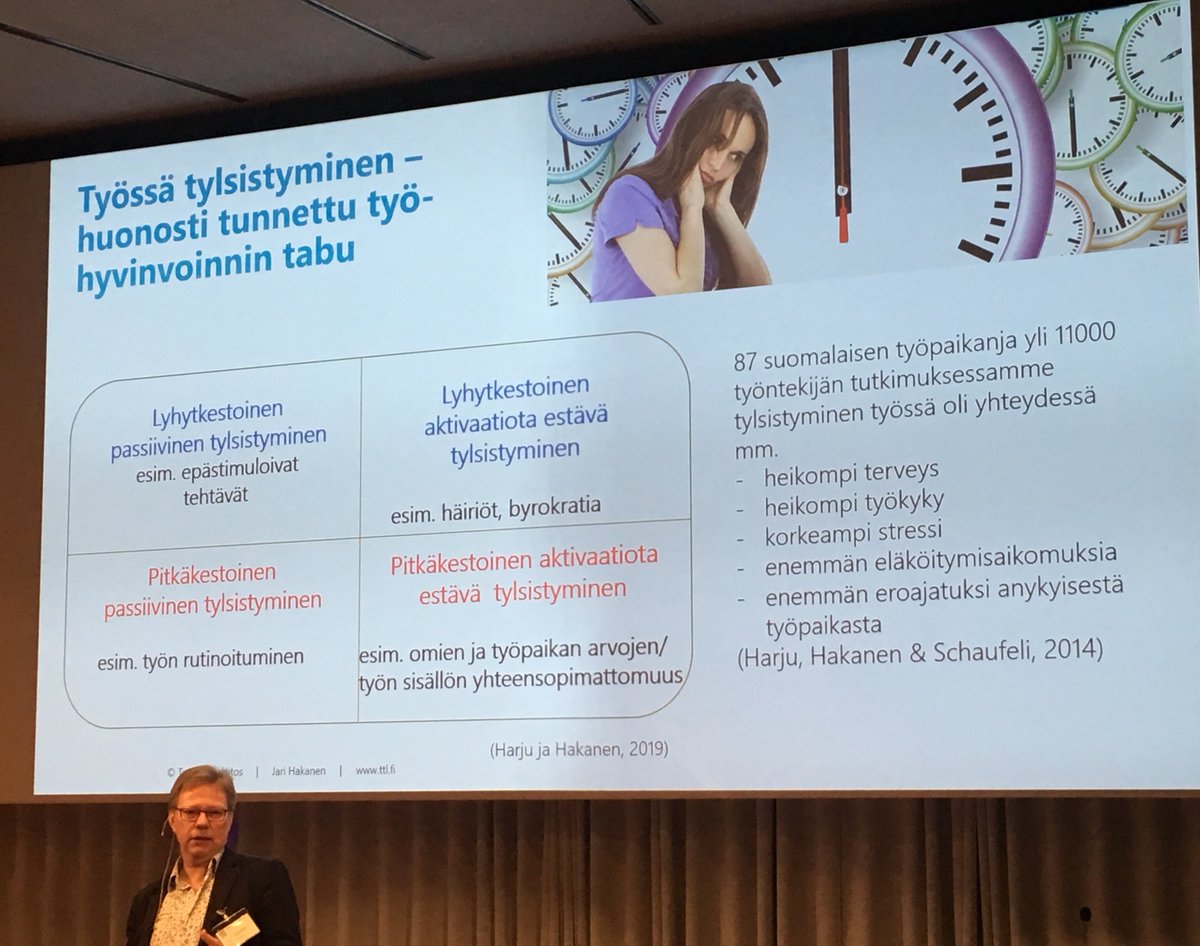 KatriinaAhtee's tweet photo. Myös tietotyössä ja vaativassa työssä voi tylsistyä kertoo Jari Hakanen #mielijatyö https://t.co/MErm0bsU4g