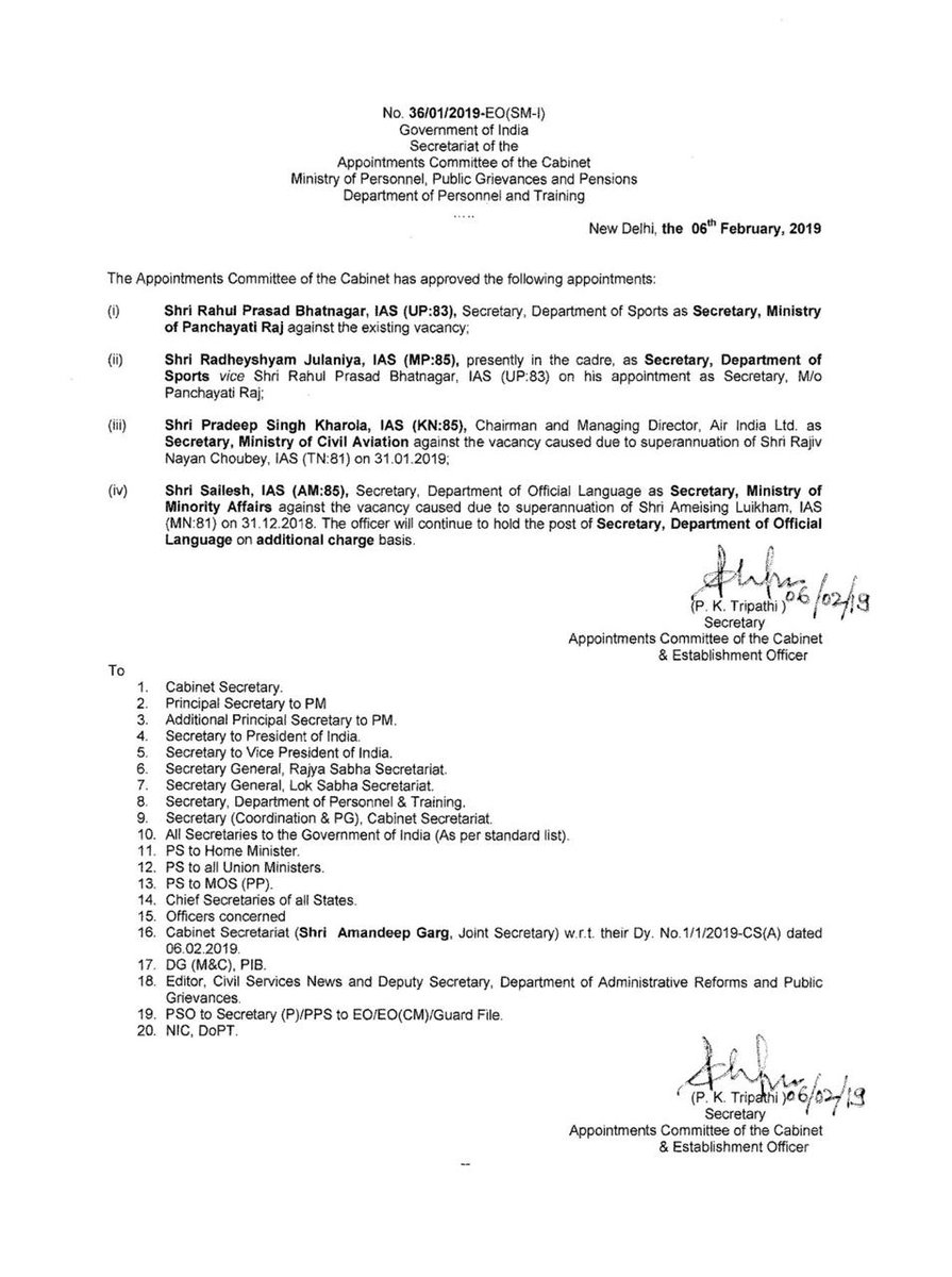 manishasinghal's tweet photo. As expected - Air India CMD Pradeep Singh Kharola appointed Secretary,Civil Aviation , Obviously it was between AAI & Air India but Kharola seemed to be the favorite! Good luck and let's see if Air India gets the promised Divestment! Not envious at all! @MoCA_GoI @airindiain https://t.co/Ad9JKDrZnn