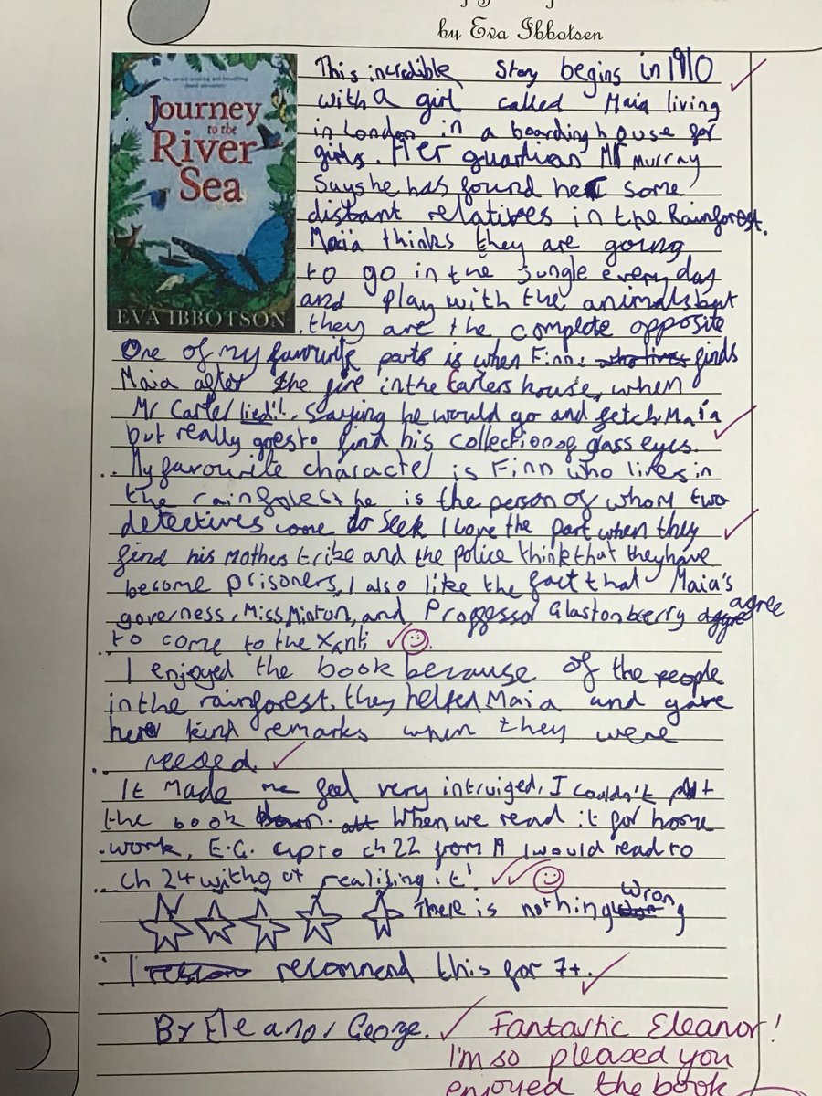 THSch_Junior's tweet photo. #THSchY6 have finished reading Journey to the River Sea by Eva Ibbotson. They loved it! Check out some of their reviews to find out why.... #ThEnglish ππ #BookReview https://t.co/4MPA8h7ITA