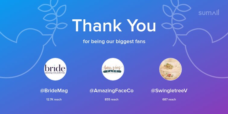 BrideDorset's tweet photo. Our biggest fans this week: @BrideMag, @AmazingFaceCo, @SwingletreeV. Thank you! via https://t.co/pOET7P4TuR https://t.co/CKPlh7SJJl