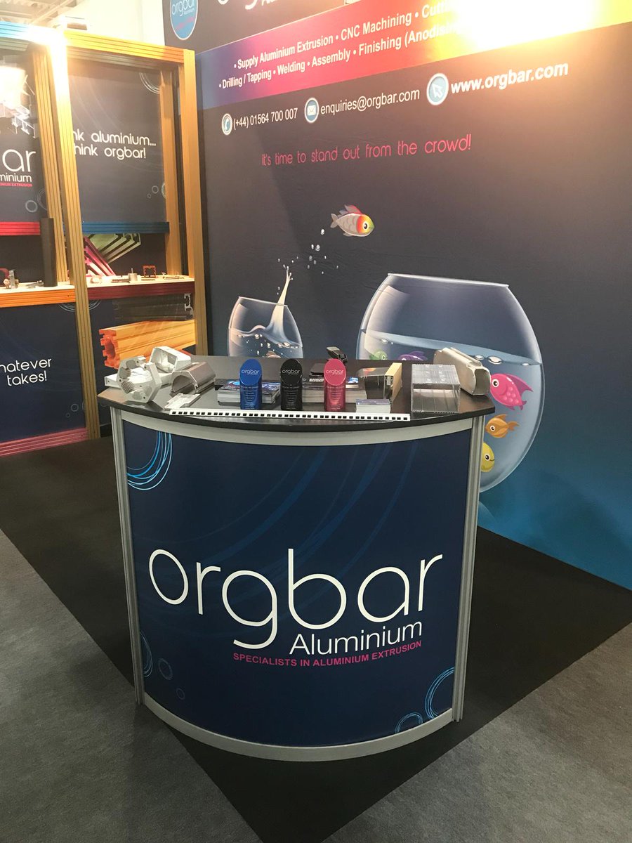 OrgbarAluminium's tweet photo. Day 2 at #SouthManf ,get yourself along to stand C160  and Say Hello to Dana &amp; Neil . They will help with any Aluminium Extrusion or machined aluminium component requirements you have (There are cakes too !!!) https://t.co/YkwW8md6Cs