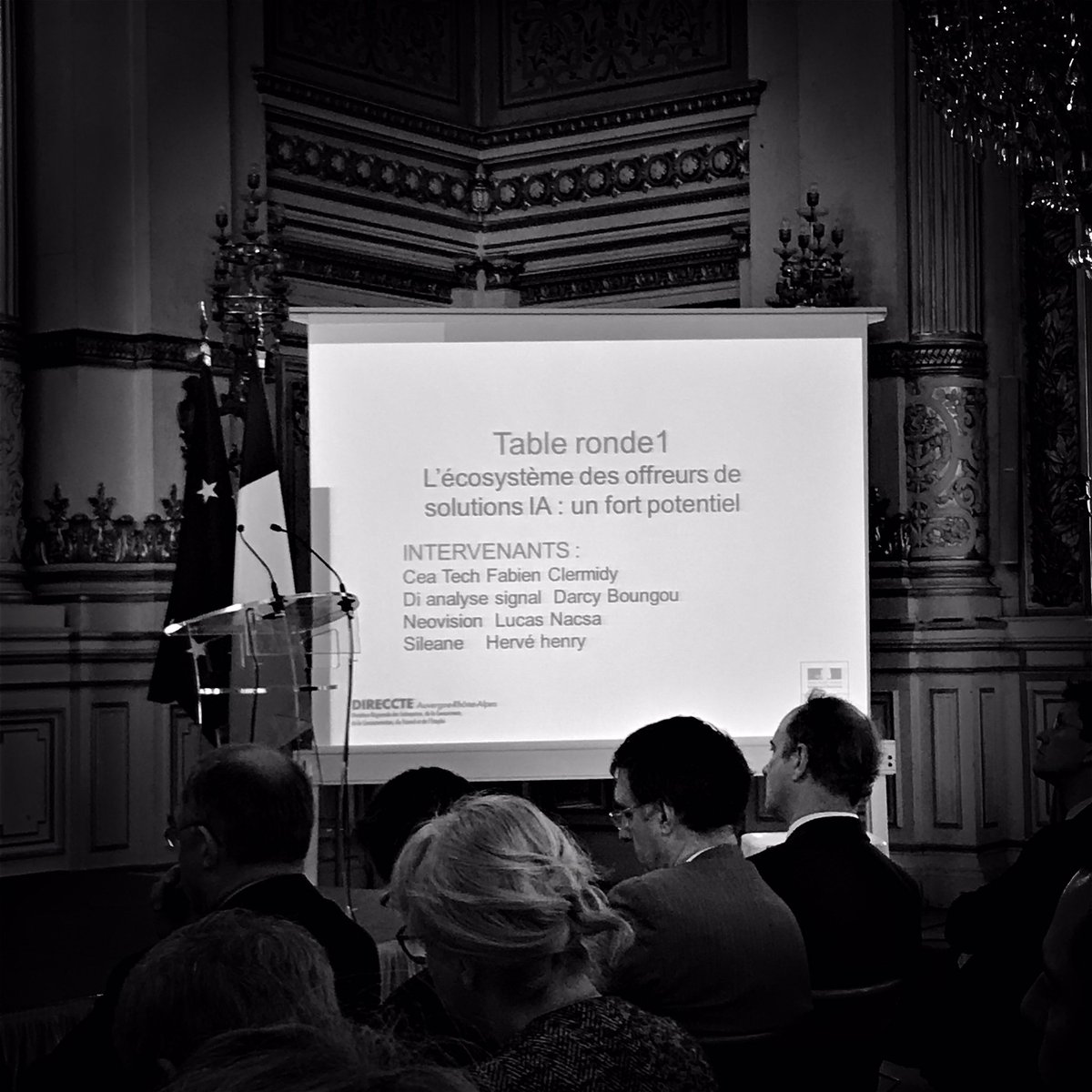 dgrpro's tweet photo. Conférence #IA Préfecture @auvergnerhalpes - 1ère table ronde : l’écosystème des offreurs de solutions #IA : un fort potentiel montré par les représentants de @CEA_Recherche @NeovisionSAS #Sileane #DiAnalyseSignal, table animée par @amcordier @HoomanoCompany @LyonisAi https://t.co/JI2YAZ2wZg