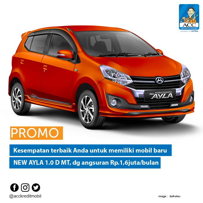 acconeid's tweet photo. Pesona warna orange segar NEW AYLA 1.0 D MT. makin menggoda. Miliki dengan angsuran mulai Rp 1.501.000/bln. Paket Kredit #MANTAP 40% lebih ringan dari paket reguler lainnya & masa angsuran lebih lama 6-8 tahun: https://t.co/p3bUbOfooD #MudahnyaKredit #BaiknyadiACC #ACCYes! https://t.co/EpRySsOvFL