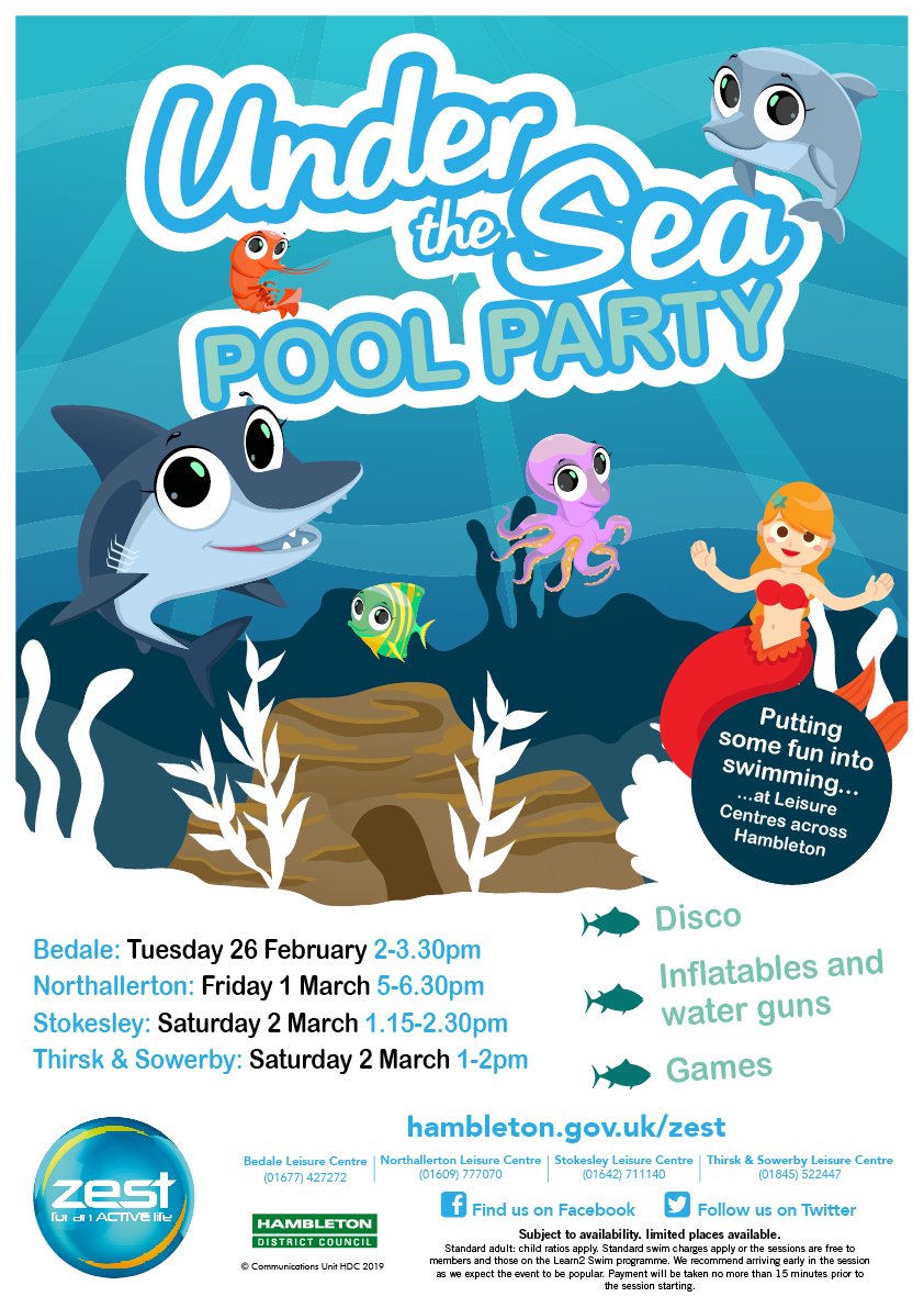 HambletonLC's tweet photo. Under the Sea Pool Party 
We are putting the fun back into swimming again this February half term with one of our popular pool parties #underthesea #poolparty https://t.co/ICjPvqoe3W