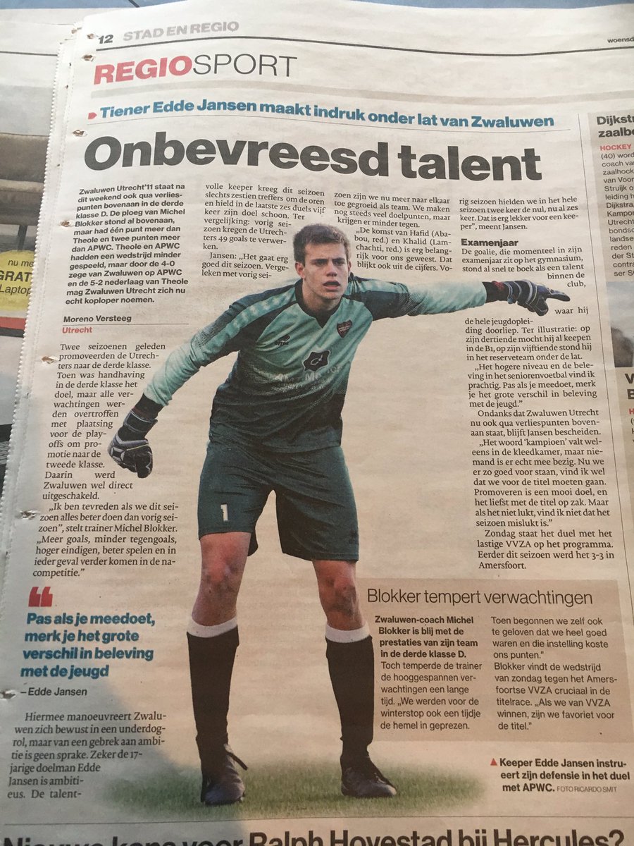 #goedbezig #zu1911 keeper Eddie Jansen houdt voeten op grond <a href="/zu1911veld/">zu1911veldvoetbal</a> in <a href="/ADnl/">AD.nl</a>