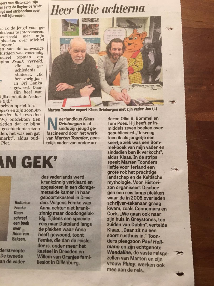 Vandaag met mijn pa op de foto in De <a href="/telegraaf/">De Telegraaf</a>, in het @stanhuygens Journaal. Over mijn <a href="/MartenToonder/">Toonder Compagnie</a>-reis naar Ierland.

Foto gemaakt op de <a href="/Historizon/">Historizon</a>-dag afgelopen zaterdag.