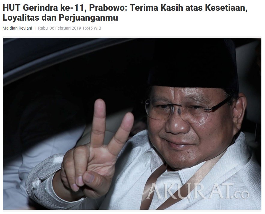 Tetap semangat untuk memenangkannya...
<a href="/Gemacan70/">.#2019PrabowoSandi 🇮🇩 .#MCA .#ℑℜ</a> <a href="/Ghoz4ly/">⭐</a> <a href="/Beras_Pera/">Beras Pera</a> <a href="/Romelah_mel/">Democracy_Is_Dead 🏴</a> <a href="/abiyyu231299/">Muhammad Abiyyu</a>
@HajrahDouboegis @RPSSULSEL <a href="/HarryRidwan_Ay/">Harry-Love 🇮🇩❤🇵🇸</a> <a href="/yarham02/">Yarham</a> <a href="/acoxduko/">#2019PrabowoPresidenRI - PRAGA</a>

#DirgahayuGerindra
#DirgahayuGerindra
#DirgahayuGerindra

akurat.co/news/id-514813…