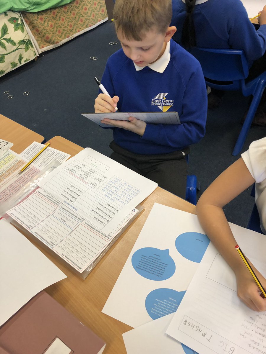 DeneYear's tweet photo. Year 3’s working hard writing their newspaper reports about the mysterious incident this morning #ironman #starwrite #writing #year3 @eastdene_ https://t.co/E3UaOsklIr