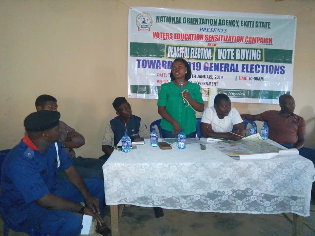 NOAEkiti's tweet photo. Happening Now: #NoaEkiti The #ElectionSensitization ongoing at Ikere LG #VotersEducation https://t.co/DcBUDg4Sv2
