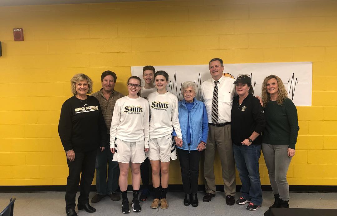 BerksCatholic's tweet photo. Congratulations to Coach Bob Birmingham for 30 years of coaching girls basketball at Berks Catholic and formerly Holy Name! #alumni #GoSaints https://t.co/xLLWS8P4lY
