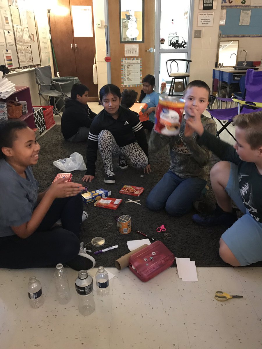 Creativity at its finest! Creating our own sound maker from everyday items! #lifeisbetteratthelakes #fourthgraderocks