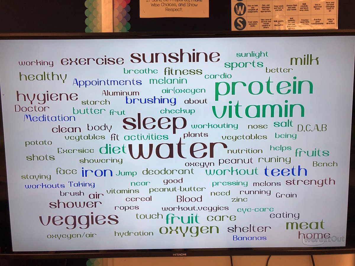 paul_PR0PER's tweet image. 4th graders created a word cloud activating their prior knowledge about health and nutrition. I plan on doing another one at the end of the unit so we can compare. Stay tuned!
#rbmstem #rbmquest