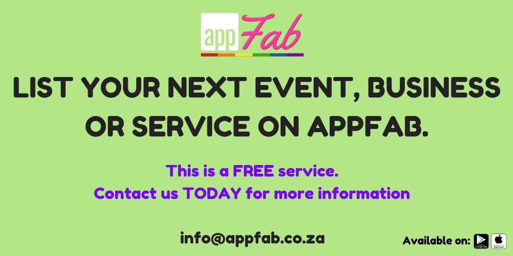 AppFab2's tweet image. Become part of the #LGBTI community. List your next event, business or service on SA's #LGBT Lifestyle and Information app. Inbox us on info@appfab for more information. #appfab #gay #gayevent #gaybusiness #gayapp #queer #lesbian #bisexual #transgender