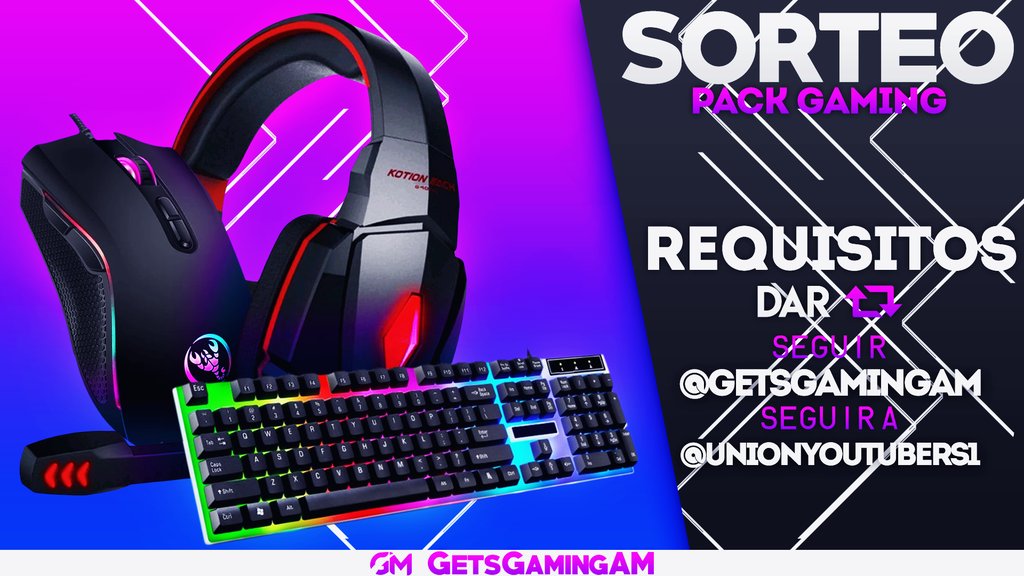 GetsGamingAM's tweet photo. 💥🎁#SORTEO DE UN PACK GAMING (PREMIO A ELEGIR)🎁😱

REQUISITOS PARA PARTICIPAR:
• Dar RT🔁
• Seguir a @GetsGamingAM
• Seguir a @UnionYoutubers1

Finaliza el 07/03⏳

¡SUERTE! 🍀 https://t.co/uvBIE6qZPt