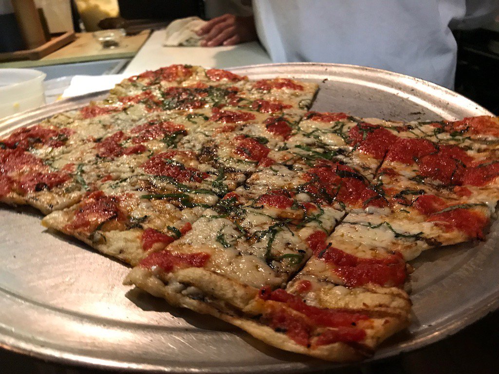 A3. Loved this super thin crust pizza from Baccaro's in Providence. #foodtravelchat #GoProvidence