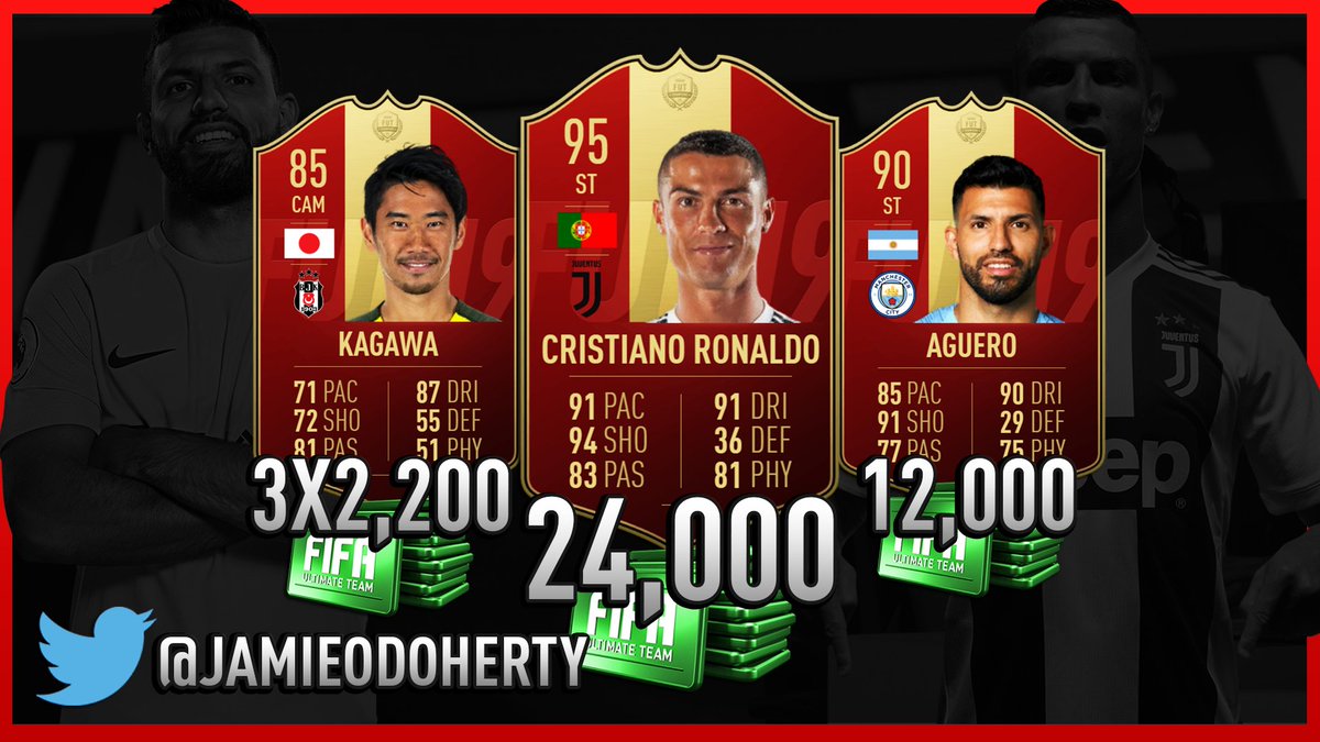 JamieODoherty's tweet photo. MY BIGGEST GIVEAWAY YET! If I pack CR7, Aguero or Kagawa in my Reds/4xTOTW Packs I will giveaway the FIFA points shown below 👇

✅Just RT &amp; Follow Me + @FUTWIZ to enter ✅
Kagawa inc... 🇯🇵💸 https://t.co/W4cqYRVHw1